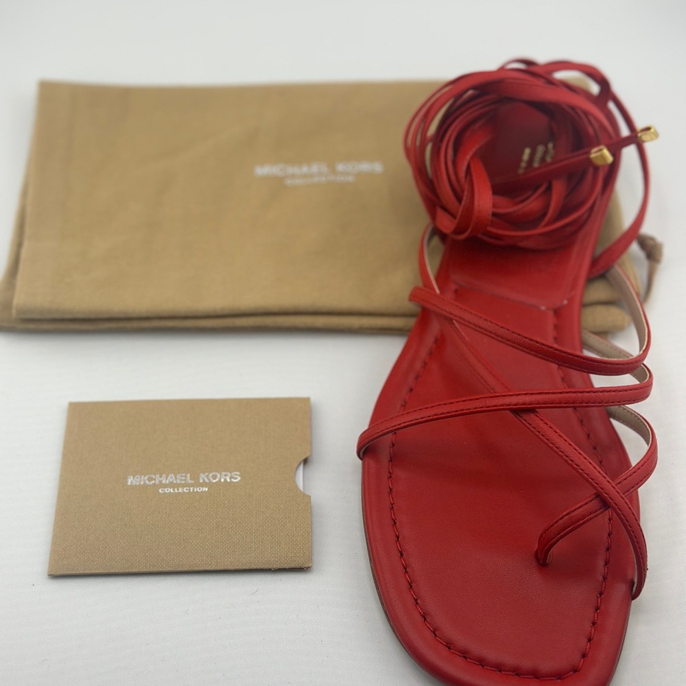 NWT + Box Michael Kors Jade Runway Sandals (Red) - Picture 5 of 6